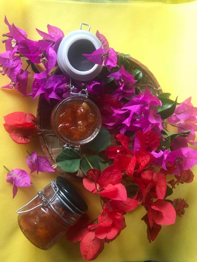 Confiture faite maison mandarine, banane, orange, citron 4 saisons (200g)
